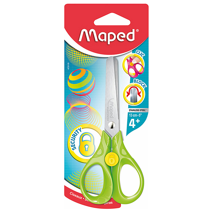 Ножницы 3D 13 см "Security" эргономичные кольца специально для детской руки, в блистере