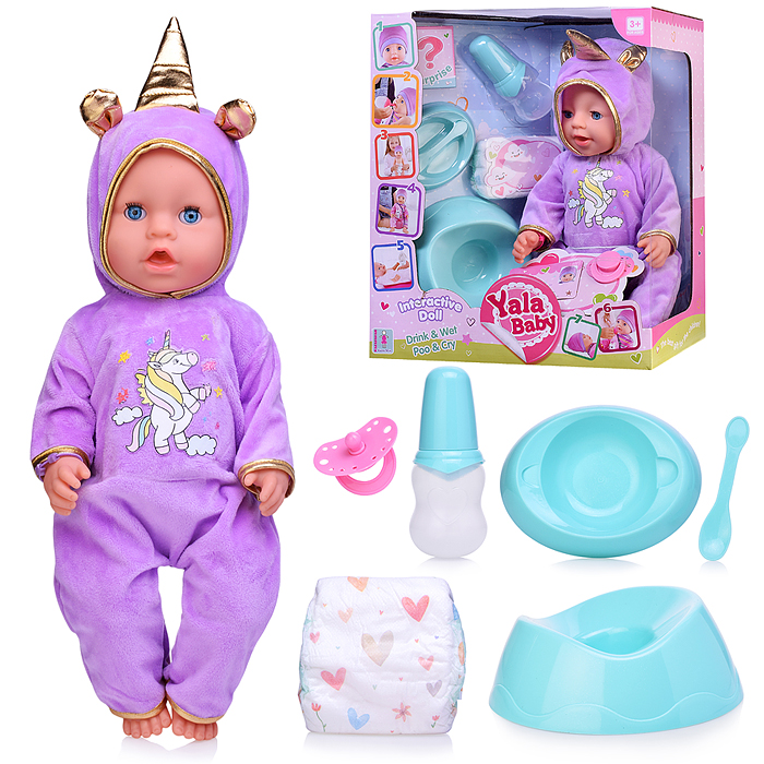 Пупс BL242J в костюме единорога (пьет, писает, слезы) с аксессуарами, в коробке