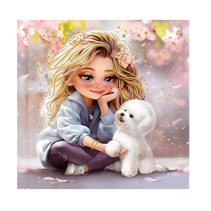 Блокнот 48 л, клетка "Блондинка с собачкой" 105х105 мм, Блокнот 48 л, клетка "Блондинка с собачкой" 105х105 мм,