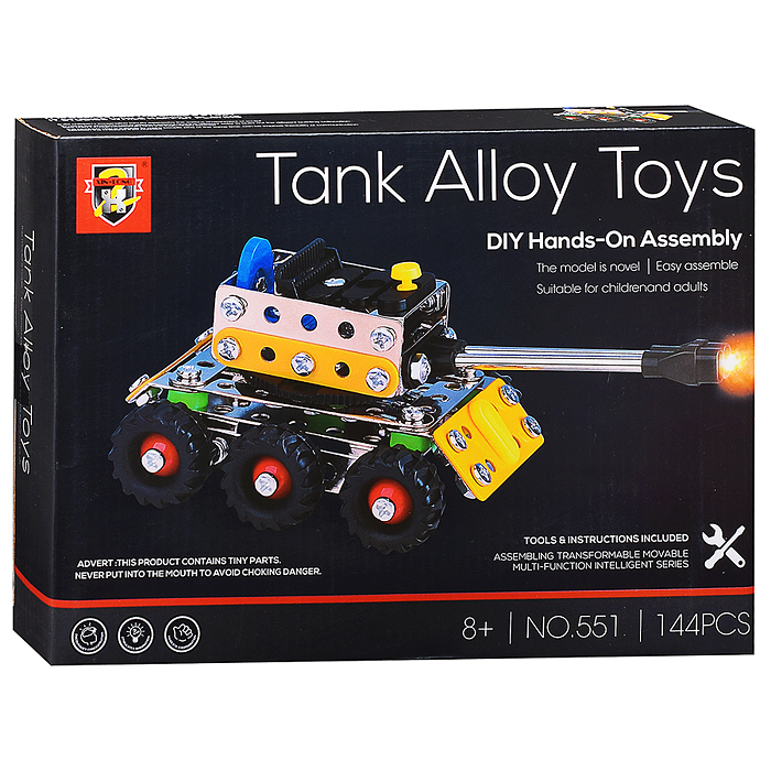 Конструктор 551 металлический "Танк" (143 дет.) в коробке Конструктор 551 металлический "Танк" (143 дет.) в коробке