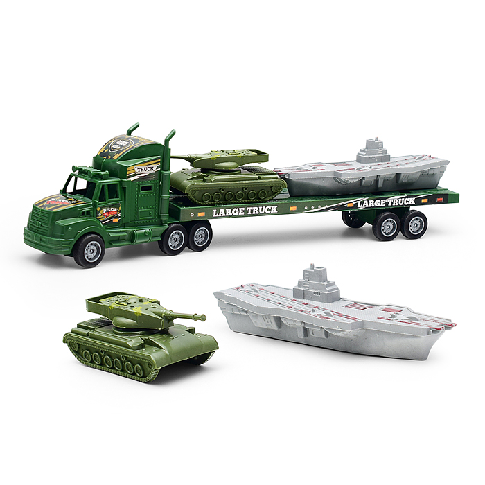 Автовоз 6615 "Военный" с танком и военным кораблем, под колпаком