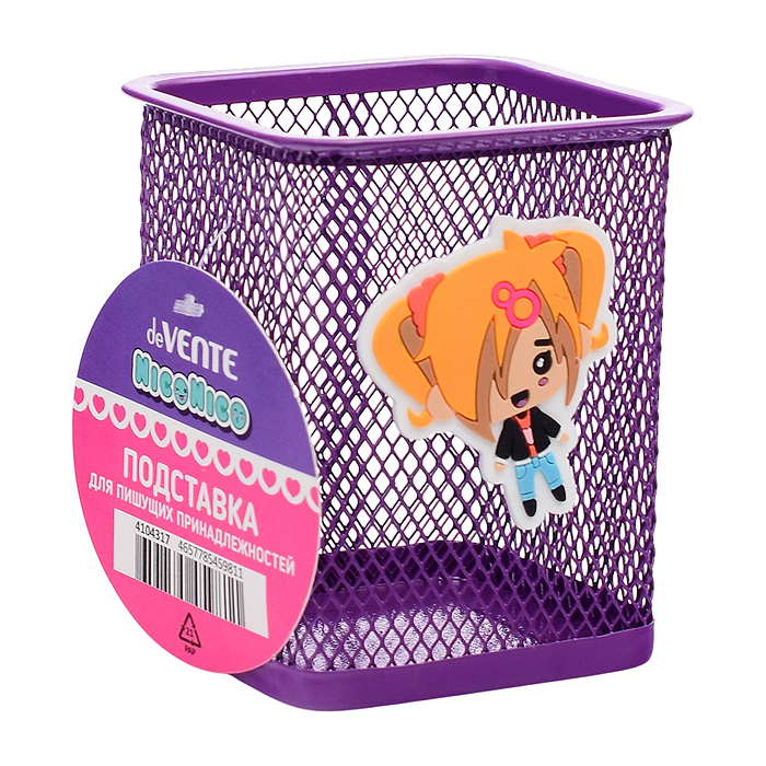 Подставка для пишущих принадлежностей "NicoNico" 8x8x9,8 см, с декоративным элементом