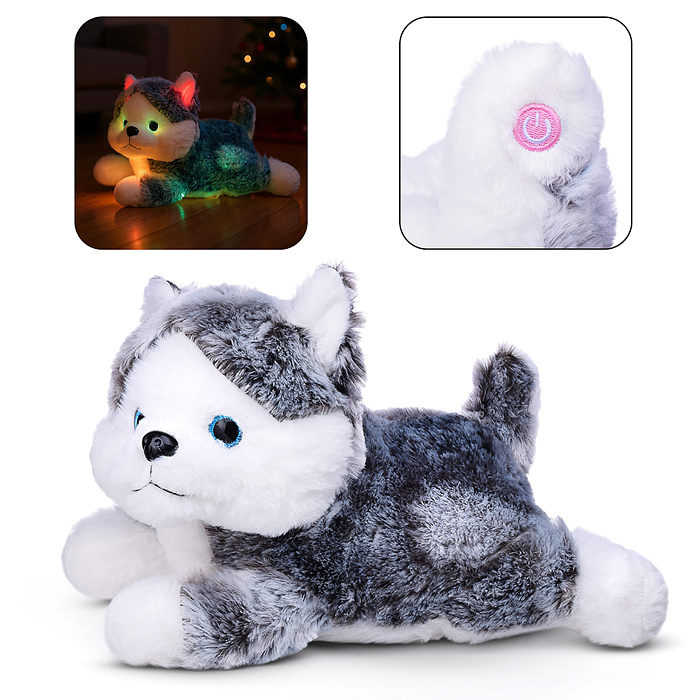 Мягкая игрушка М1519 "Собака" светится в темноте 35 см.