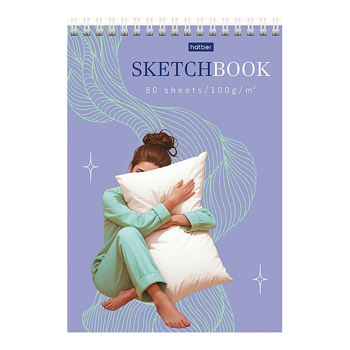 Блокнот SketchBook 80л "Весь ее Мир" А5 100г/кв.м без линовки, твердая подложка на гребне "Premium" 
