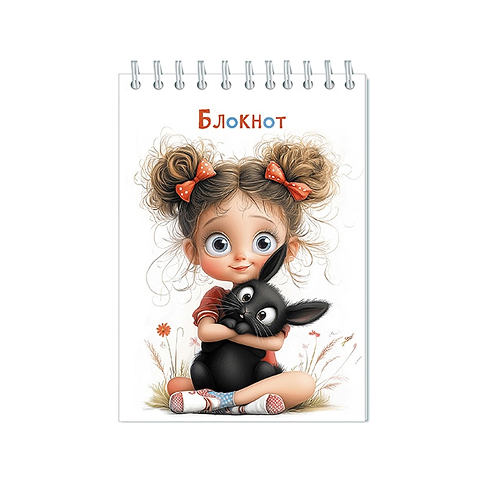 Блокнот А6 кл. 80л. "Малышка с кроликом" на гребне Блокнот А6 кл. 80л. "Малышка с кроликом" на гребне