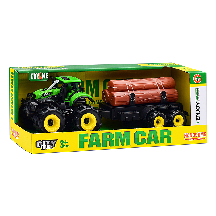 Трактор 9878-3C "Веселая ферма" с бревнами, в коробке