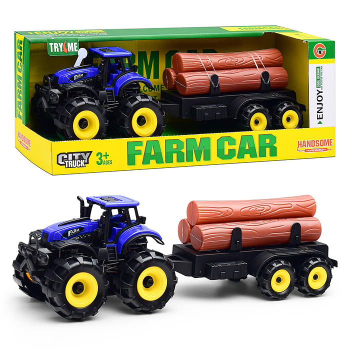 Трактор 9878-3C "Веселая ферма" с бревнами, в коробке