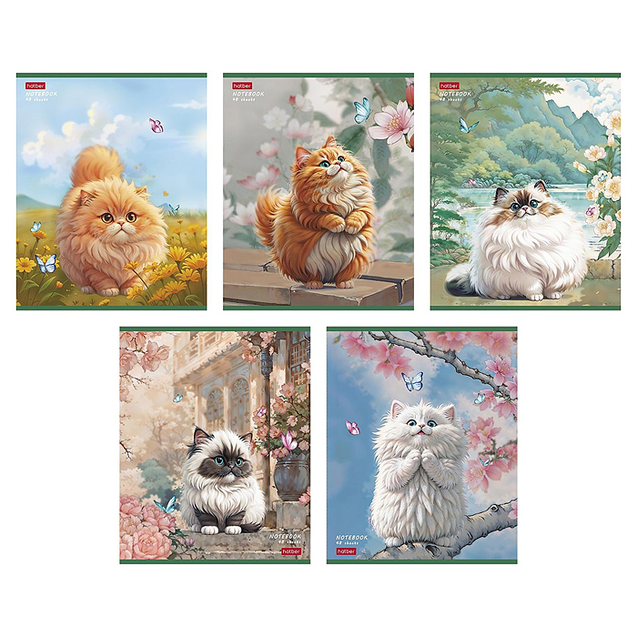 Тетрадь 48л клетка "Пухляши" А5 на скобе мат.ламин. 5 диз.в блоке скругл.углы 