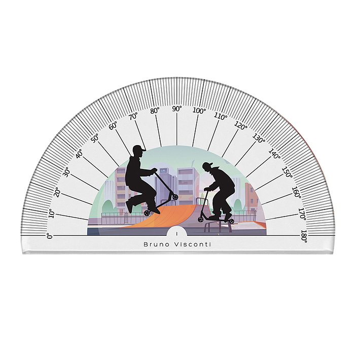 Транспортир пластиковый "HappyGraphix. Самокаты"