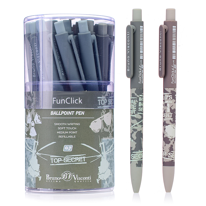 Ручка "FunClick. Top Secret" (3 вида) шариковая, 0.7мм, синяя