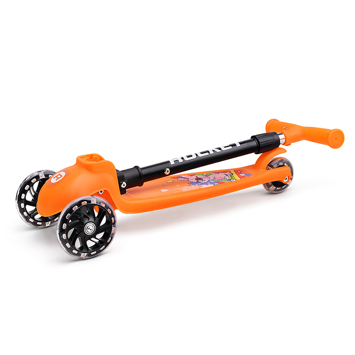 Фото к товару Самокат трёхколёсный ROCKET колёса PU, цвет оранжевый Самокат трёхколёсный ROCKET колёса PU, цвет оранжевый