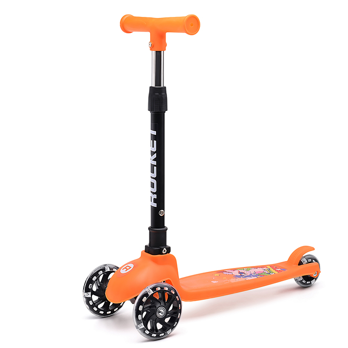 Фото к товару Самокат трёхколёсный ROCKET колёса PU, цвет оранжевый Самокат трёхколёсный ROCKET колёса PU, цвет оранжевый