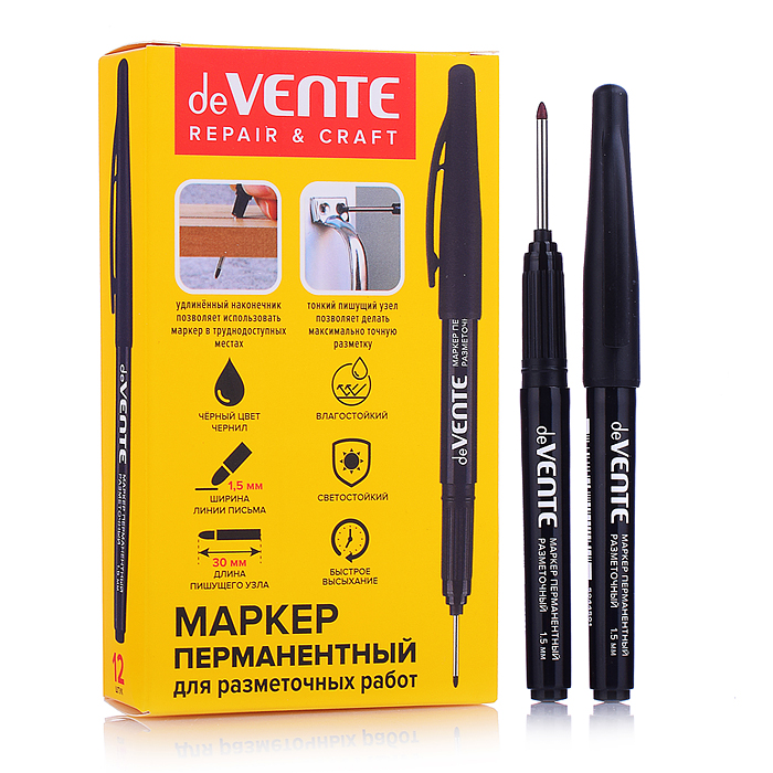 Маркер перманентный "Repair & craft". Long Tip" для разметочных работ, круглый пластиковый, черный