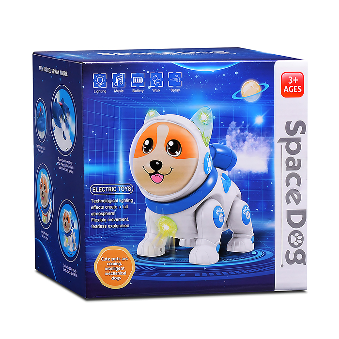 Фото к товару Собака QF378-1 "Космическая" с электрическим распылением, в коробке Собака QF378-1 "Космическая" с электрическим распылением, в коробке