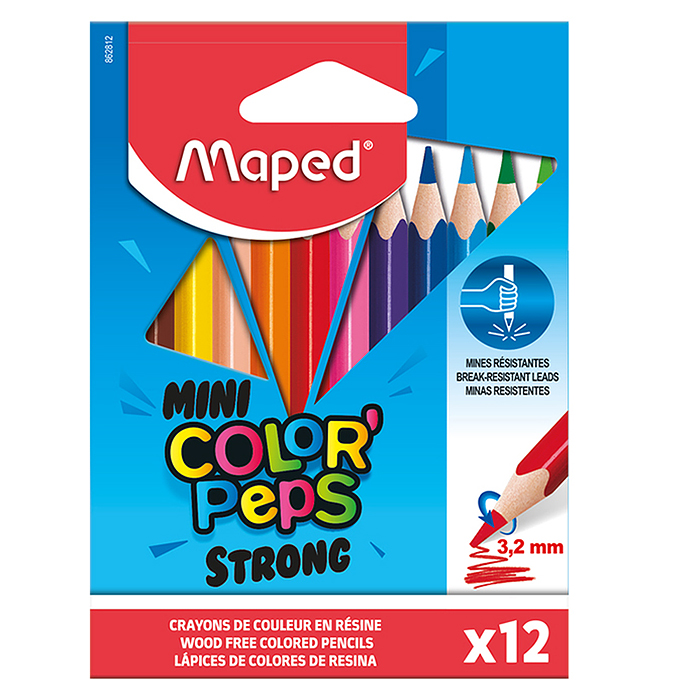 Карандаши цветные 12 цв. "Color'peps mini strong" повышенной прочности, мини, пластиковые