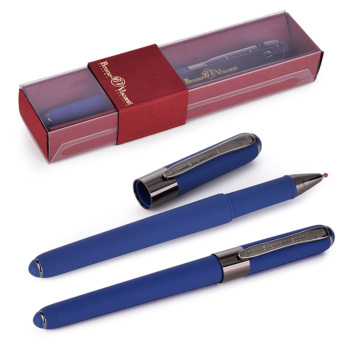 Ручка в футляре "MONACO" шариковая 0.5мм, синяя (синий корпус, красная коробка)
