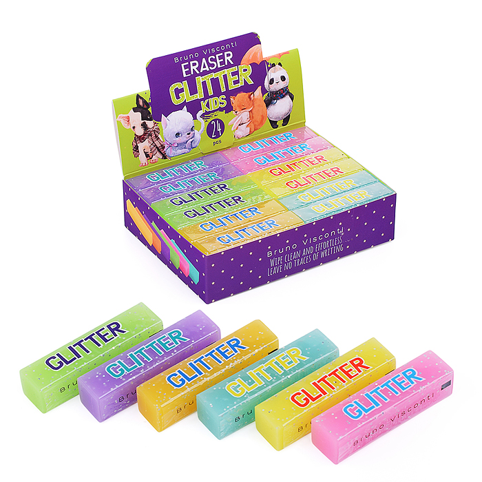 Ластик с глиттером "Kids", 6 цветов