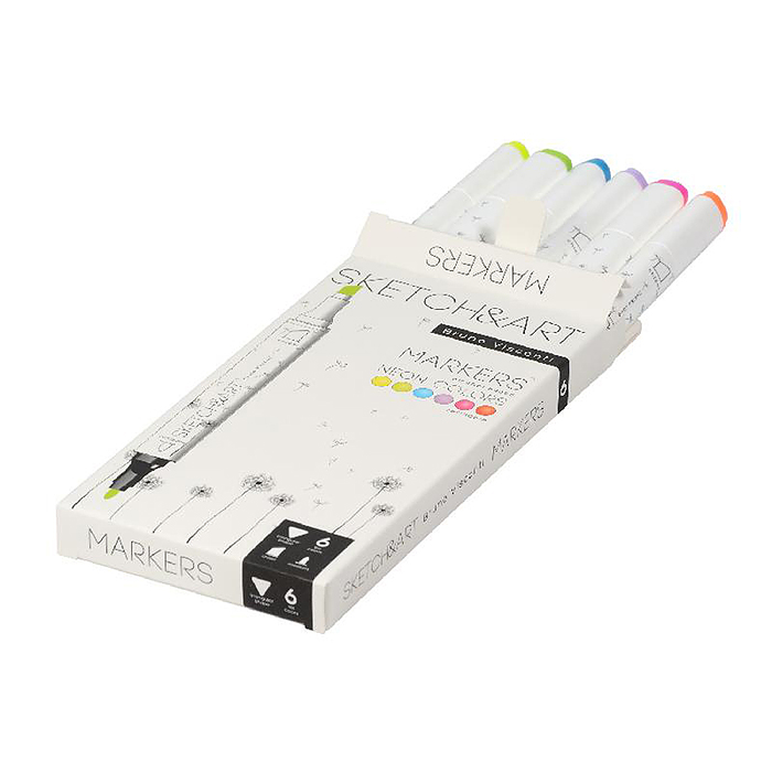 Фото к товару Набор двусторонних скетч-маркеров "Sketch&Art. Неоновые цвета", 6 цв. Набор двусторонних скетч-маркеров "Sketch&Art. Неоновые цвета", 6 цв.