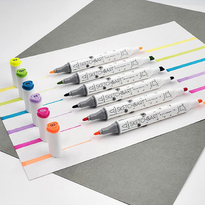 Фото к товару Набор двусторонних скетч-маркеров "Sketch&Art. Неоновые цвета", 6 цв. Набор двусторонних скетч-маркеров "Sketch&Art. Неоновые цвета", 6 цв.