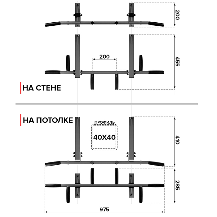 Фото к товару Турник Олимп (универсальный турник потолок-стена) графит Турник Олимп (универсальный турник потолок-стена) графит