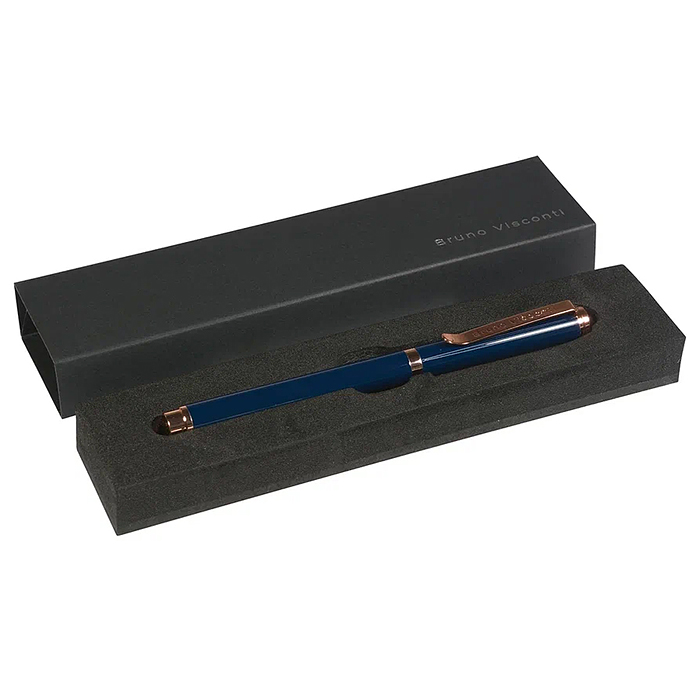 Ручка "Venezia Classico" в подарочном футляре, 1,0 мм, синяя (корпус синий, футляр черный)