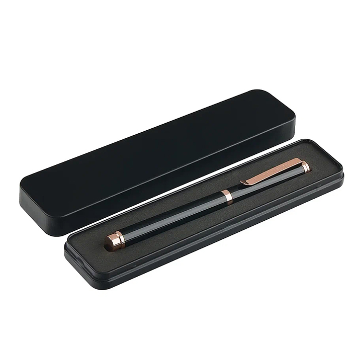 Ручка "Venezia Classico" в металлическом premium футляре 1,0 мм, синяя (корпус черн, футляр черный)