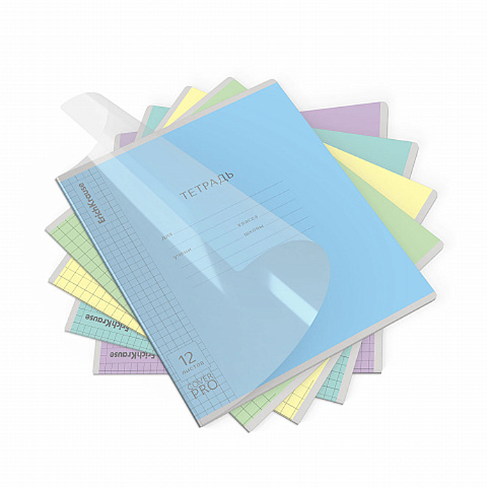 Тетрадь 12л. клетка А5+ "Классика CoverPrо fizzy" с пластиковой обложкой на скобе 