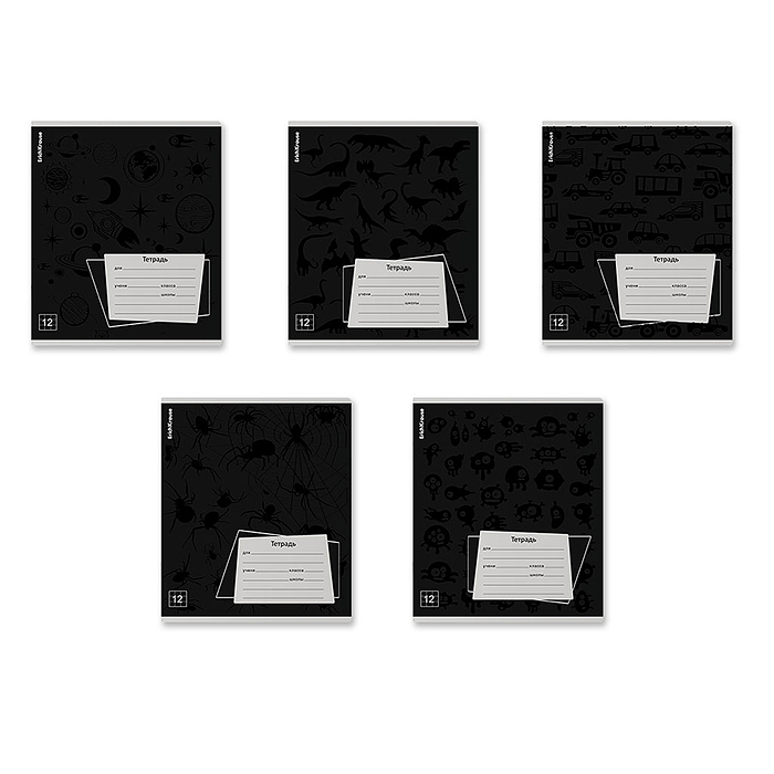 Фото к товару Тетрадь 12л. клетка "Black Pattern" Тетрадь 12л. клетка "Black Pattern"