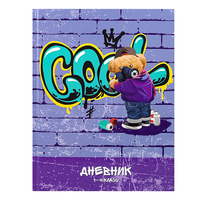 Дневник 1-4кл, тв обл, глянц/лам, 48л, Calligrata "Мишка COOL" 