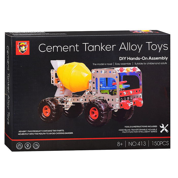 Конструктор 413 металлический "Бетономешалка" (150 дет.) в коробке