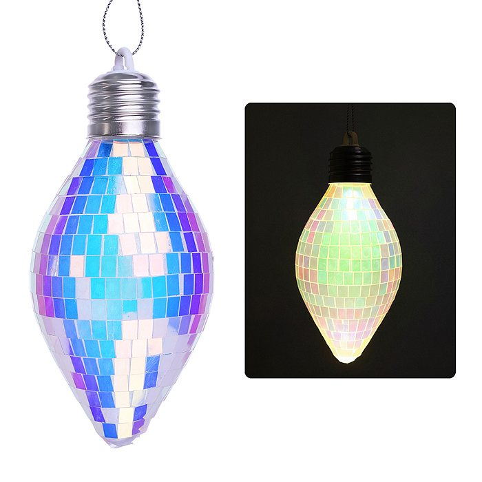 Новогоднее украшение S2596 зелёный, светящийся (14см)