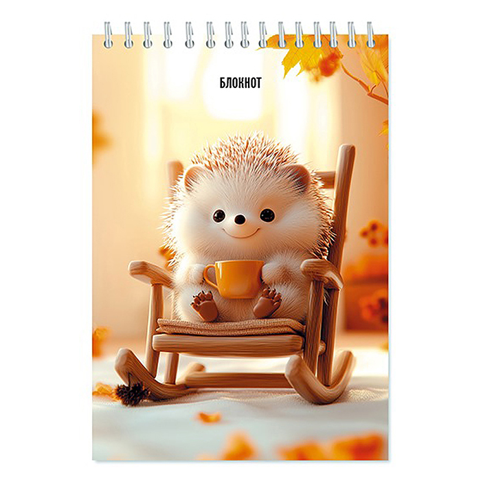 Блокнот 48л. клетка А5 на гребне, обл. лам. карт "Милый ёжик"