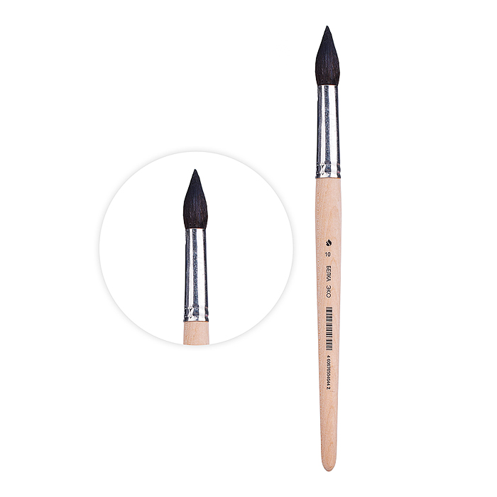 Кисть из синтетики имитация белки (белка эко) круглая №10 Кисть из синтетики имитация белки (белка эко) круглая №10