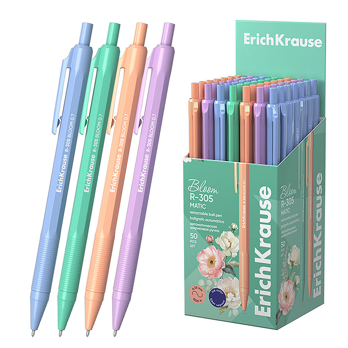 Ручка шариковая автоматическая R-305 Matic Pastel Bloom 0.7, цвет чернил синий 