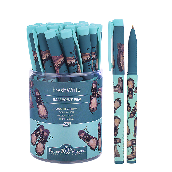 Ручка "FreshWrite. Boots. Зеленые ботинки", шариковая 0.7 мм, синяя