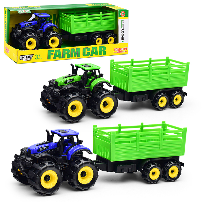 Трактор 9878-1C "Веселая ферма" с прицепом, в коробк