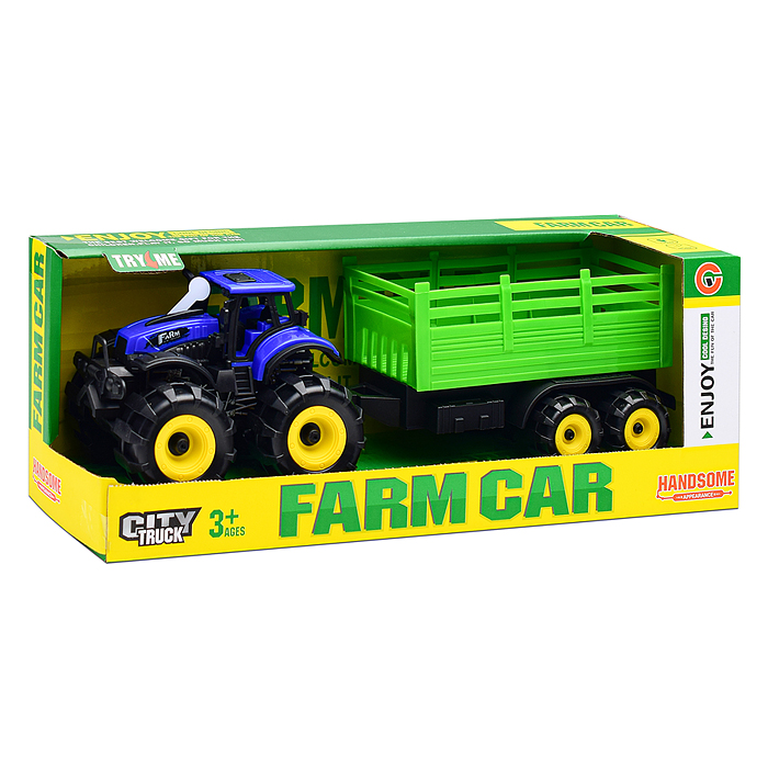 Трактор 9878-1C "Веселая ферма" с прицепом, в коробк