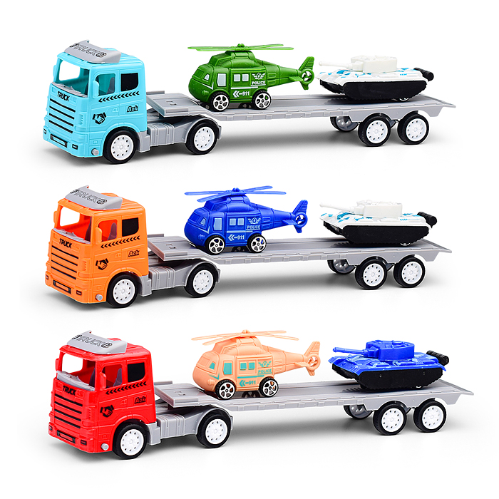 Автовоз K398-28A "Автомир" с танком и вертолетом, в пакете