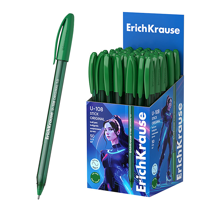 Ручка шариковая U-108 Stick Original 1.0, Ultra Glide Technology, цвет чернил зеленый 
