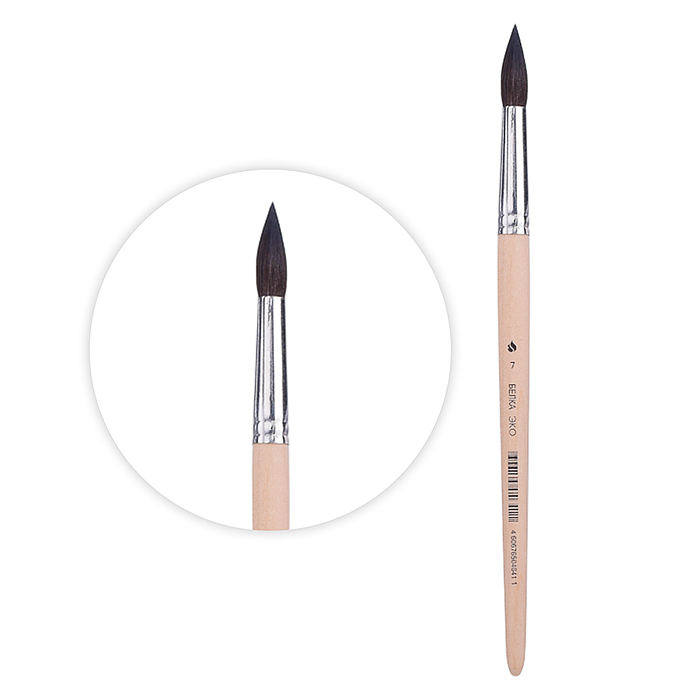 Кисть из синтетики имитация белки (белка эко) круглая №7 Кисть из синтетики имитация белки (белка эко) круглая №7