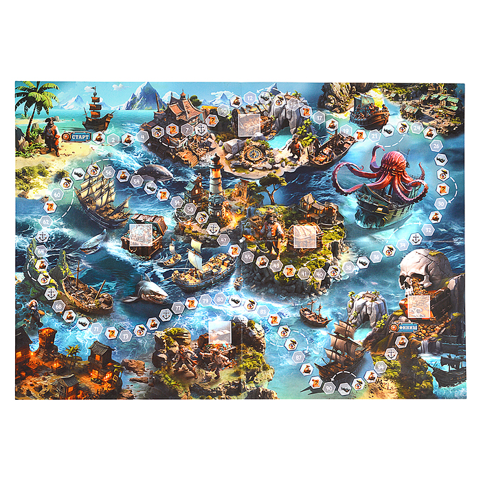 Игра-ходилка в коробке с карточками. Тайна пиратского клада
