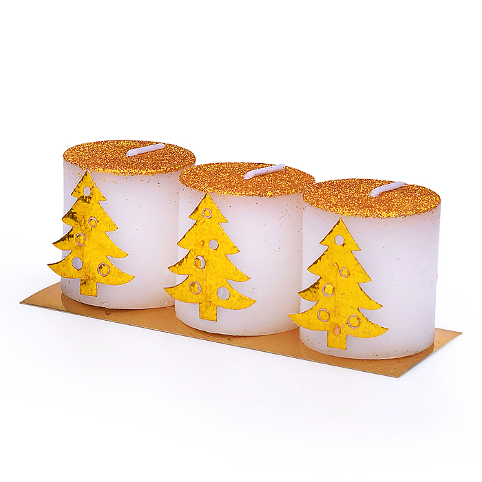 Фото к товару Набор свечей восковых 00-7034 "Золотая ёлочка" (3шт.) Набор свечей восковых 00-7034 "Золотая ёлочка" (3шт.)