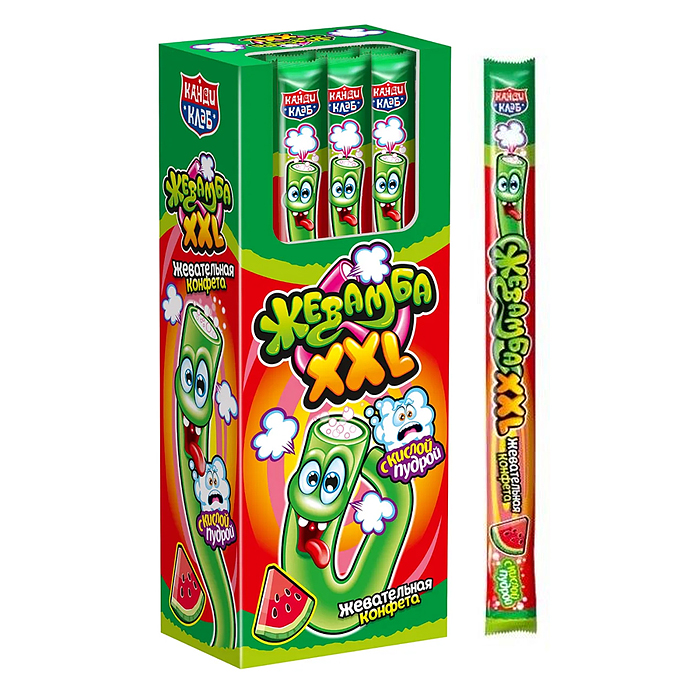 Жевательная конфета с кислой пудрой "Жевамба XXL" со вкусом арбуза 15г*30шт