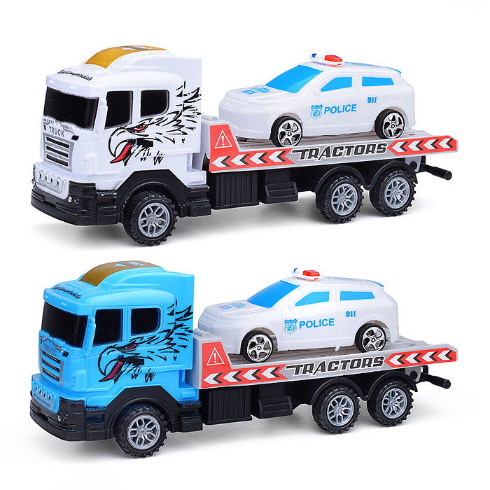 Автовоз 2024-2B "Автомагистраль" с полицейским авто, в пакете