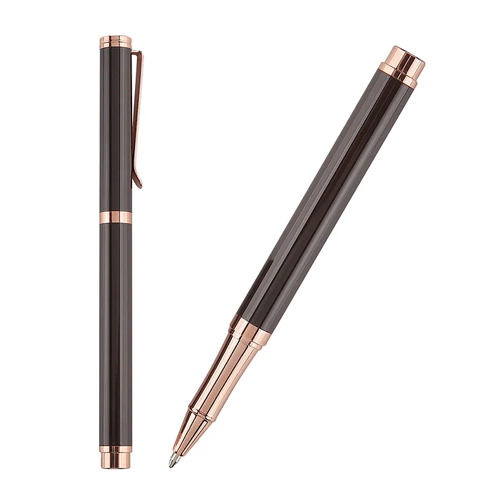 Ручка "Venezia Classico" в картотнном тубусе, 1,0 мм, синяя (корпус коричн, футляр черный)