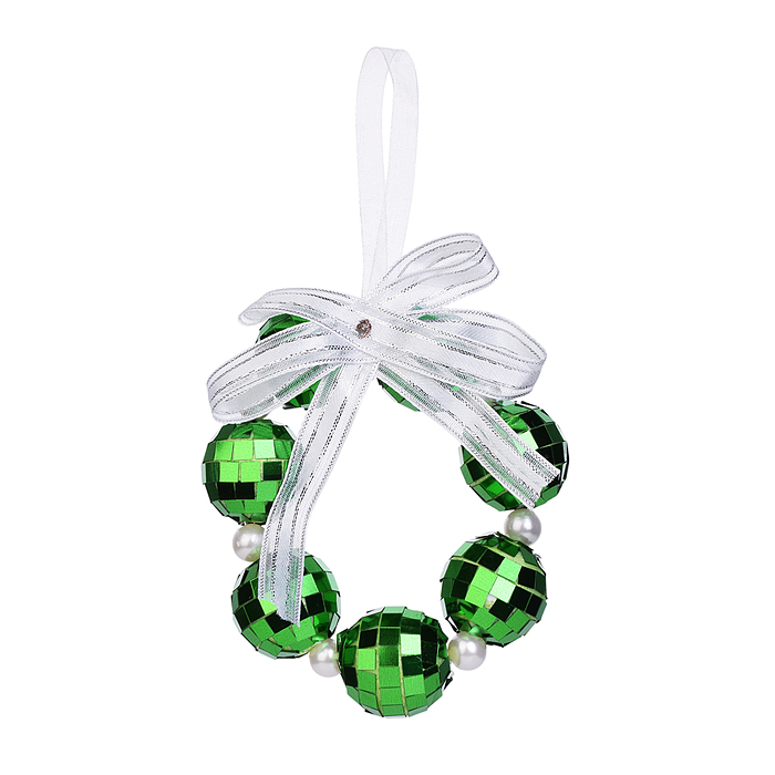 Новогоднее украшение S2515 "Новогодний венок" (зелёный) (10 см)