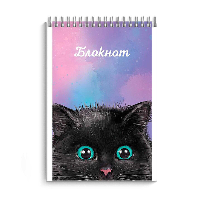 Блокнот 40 л., А7 "Чёрный кот" на гребне. Блокнот 40 л., А7 "Чёрный кот" на гребне.
