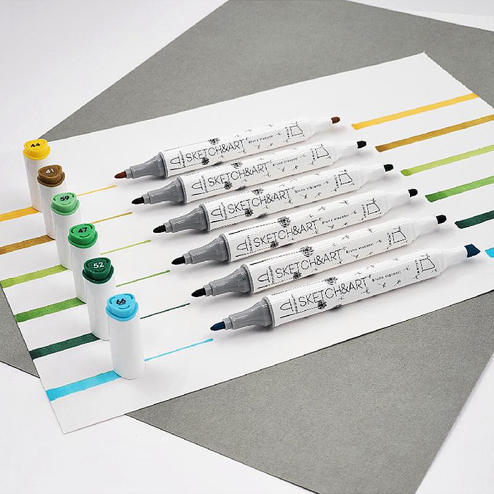 Фото к товару Набор двусторонних скетч-маркеров "Sketch&Art. Лесной пейзаж", 6 цв. Набор двусторонних скетч-маркеров "Sketch&Art. Лесной пейзаж", 6 цв.