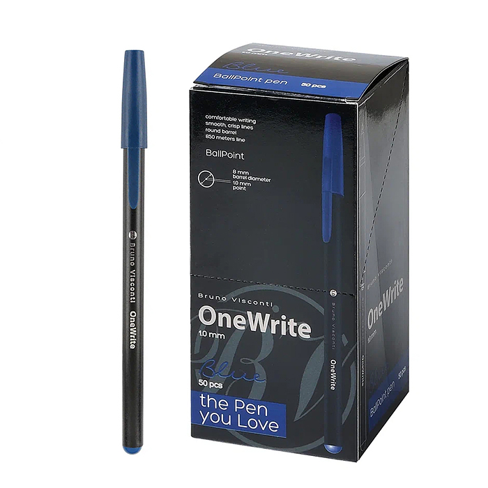 Ручка "OneWrite Black" шариковая 1.0 мм, синяя