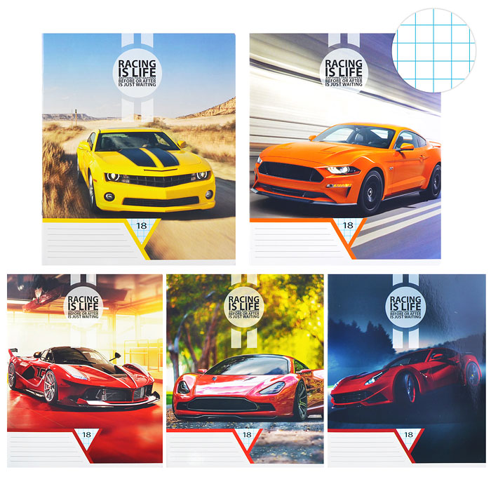 Тетрадь 18л. клетка "Стильные авто"